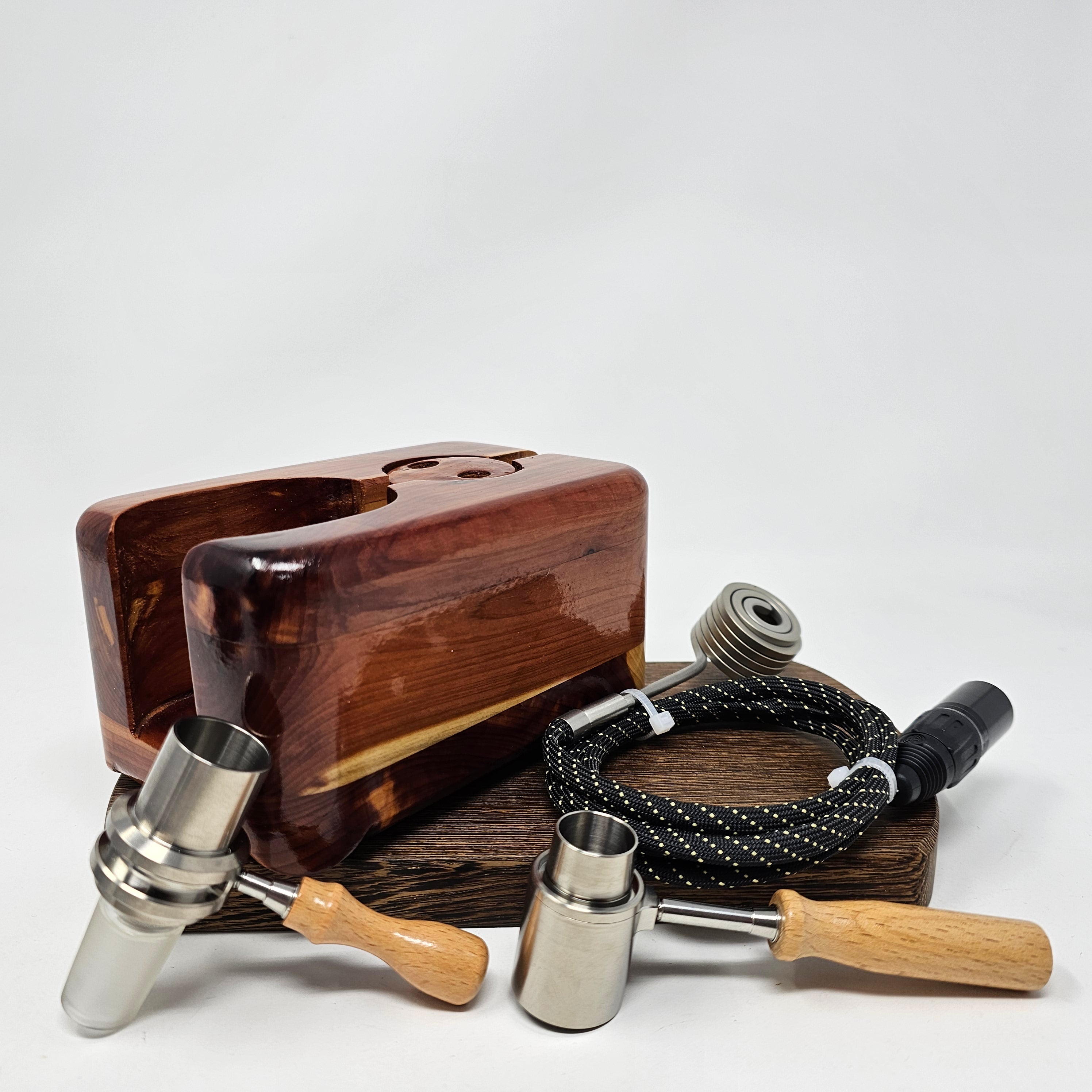 Made in a small family shop in the Southeast United States, each system is unique. This is a true conversation piece of functional art! Each set may contain different parts and of course will offer an individual mixture of woods and beauty only nature can provide.