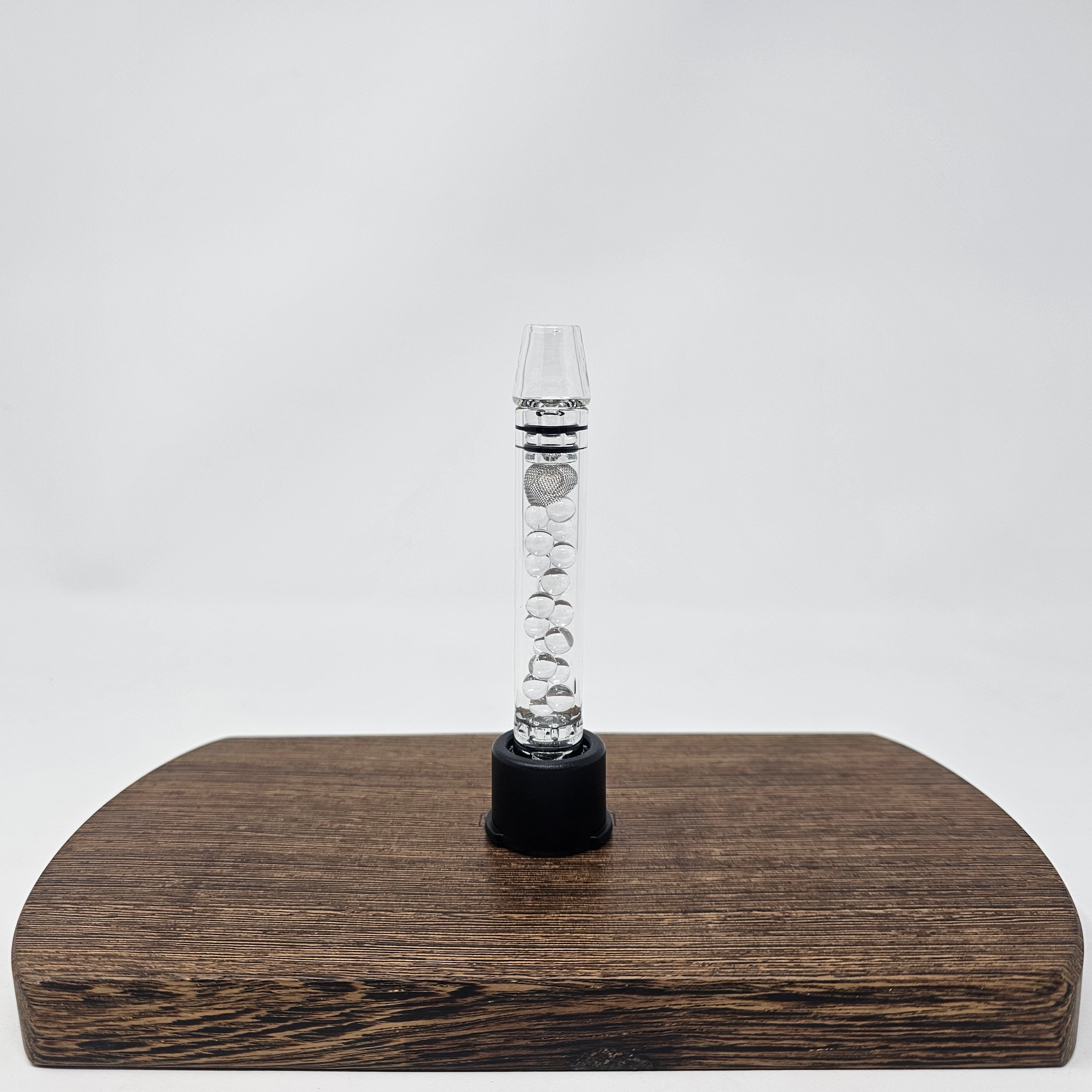 Cool your Venty with this bead filled stem!  More streamline than our larger Rocket Stem. Includes removable comfort Glass Tip which allows access to the cooling balls for cleaning.
Filled with 6mm quartz balls for cooling. Built in glass screen. Also will accept conical or basket screens as well as dosing caps.
*Venty for demonstration purposes only. Not included in sale.