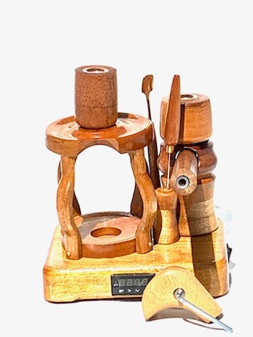 Made in a small family shop in the Southeast United States, each system is unique. This is a true conversation piece of functional art! Each set may contain different parts and of course will offer an individual mixture of woods and beauty only nature can provide.
This particular set includes:
24” whip and 12” wooden mouthpiece with Integrated Orb V2 Bracket System
Integrated PID Controller with US Standard Five Pin XLR Connection w/included Injector Stand
BN-LINK App C Controlled Smart WiFi Outlet Timer
