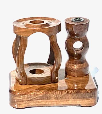Made in a small family shop in the Southeast United States, each system is unique. This is a true conversation piece of functional art! Each set may contain different parts and of course will offer an individual mixture of woods and beauty only nature can provide.
This particular set includes:
24” whip and 12” wooden mouthpiece with Integrated Orb V2 Bracket System
Integrated PID Controller with US Standard Five Pin XLR Connection w/included Injector Stand
BN-LINK App C Controlled Smart WiFi Outlet Timer