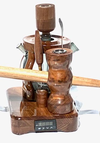Made in a small family shop in the Southeast United States, each system is unique. This is a true conversation piece of functional art! Each set may contain different parts and of course will offer an individual mixture of woods and beauty only nature can provide.
This particular set includes:
24” whip and 12” wooden mouthpiece with Integrated Orb V2 Bracket System
Integrated PID Controller with US Standard Five Pin XLR Connection w/included Injector Stand
BN-LINK App C Controlled Smart WiFi Outlet Timer