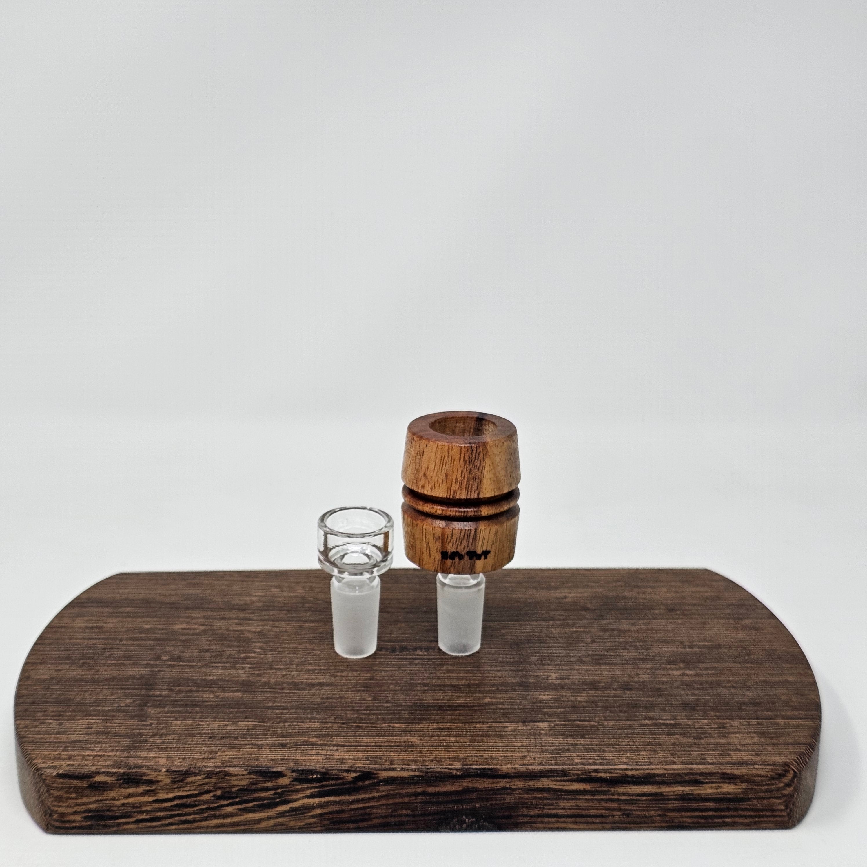Hand made in Mississippi from Tigerwood. Tigerwood has a lot of color and grain variance so it may differ significantly from the picture.
Glass stand and CT8 not included in purchase just shown for demonstration.
Has a hands free fit with Ruby twist and a looser but airtight seal with CT8