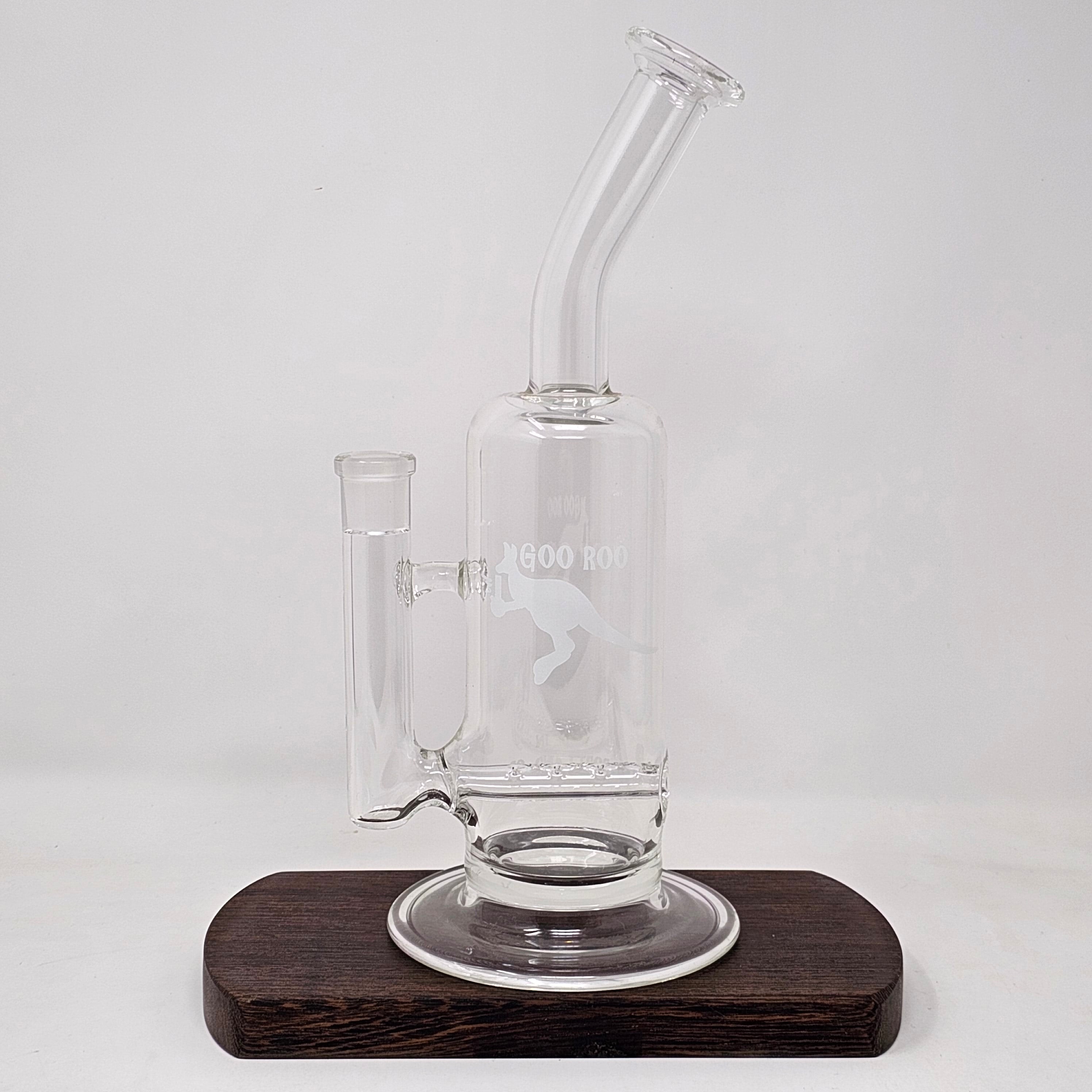 The large inline is made on 65 mm heavy wall tubing. The inline is diffused in house. Fitting: 14 female or 19mm Female (select at checkout).
Height 11-13" Made in the USA!!
** This product is individually handmade by the same or different glass blower and there may be a variation in size of product. There could also be a variation in the logo size, placement, and color…
