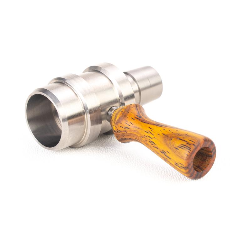 Wood handles crafted by hand in Mississippi!
These are sold as subassemblies as added an adjustment screw and a collar to make the parts interchangeable.
This handle has been tested on the Shovelhead bowl, all current carb cap designs and the TCup bowl.