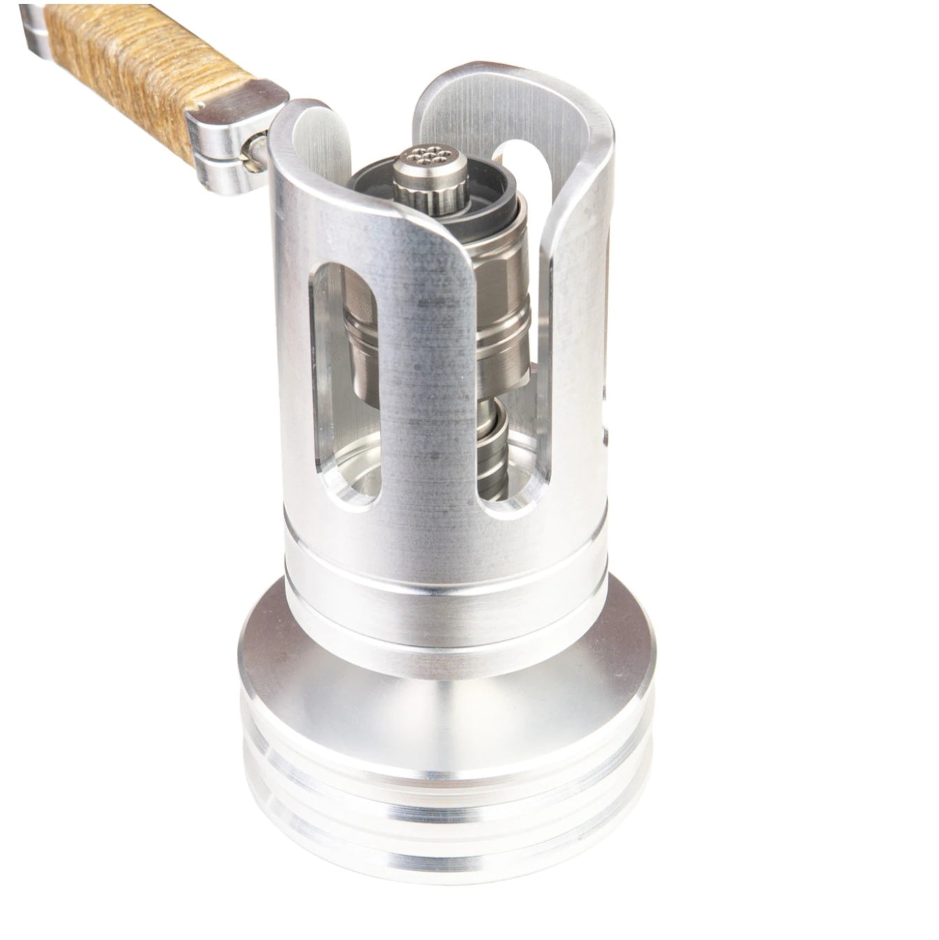 Secure your Flowerpot Head!
*If you will be using this on an existing Cannabis Hardware stand, pick the curved adapter. Heat Post needed to attach to stand and Sold Separately.
This new heat shield works along side the Insulated Heat Post to ensure the Flowerpot Head (B1, B2 or Injector) is safely kept and out of easy reach. This shield is milled from 6061 aluminum tubing to minimize waste and make the process more efficient.