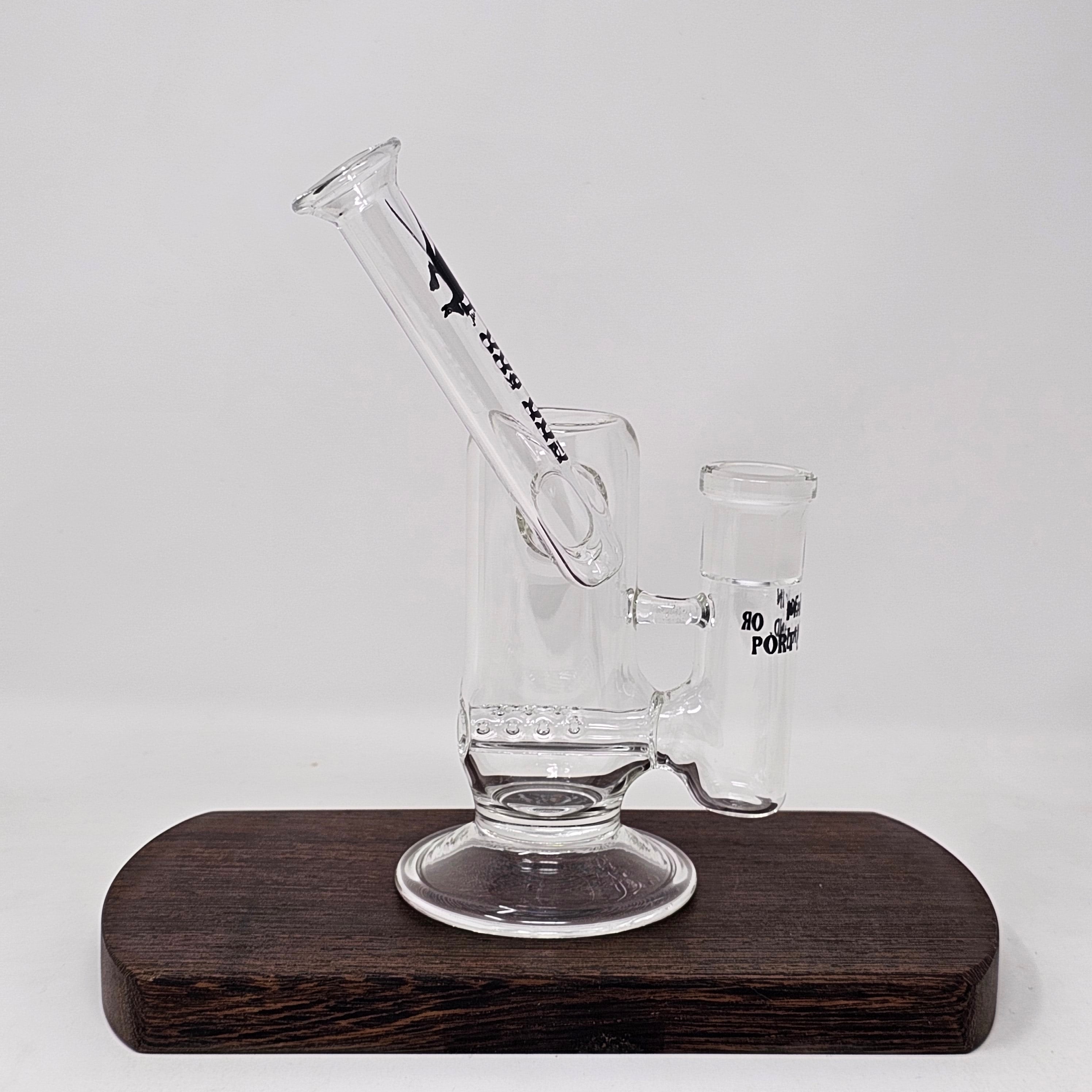 The small inline is made on 44 mm tubing, the inline perc is diffused in house. 14mm Female fitting or 19mm Female (select at checkout).
Height 7-8''. Made in the USA!!!
** This product is individually handmade by the same or different glass blower and there may be a variation in size of product. There could also be a variation in the logo size, placement, and color…