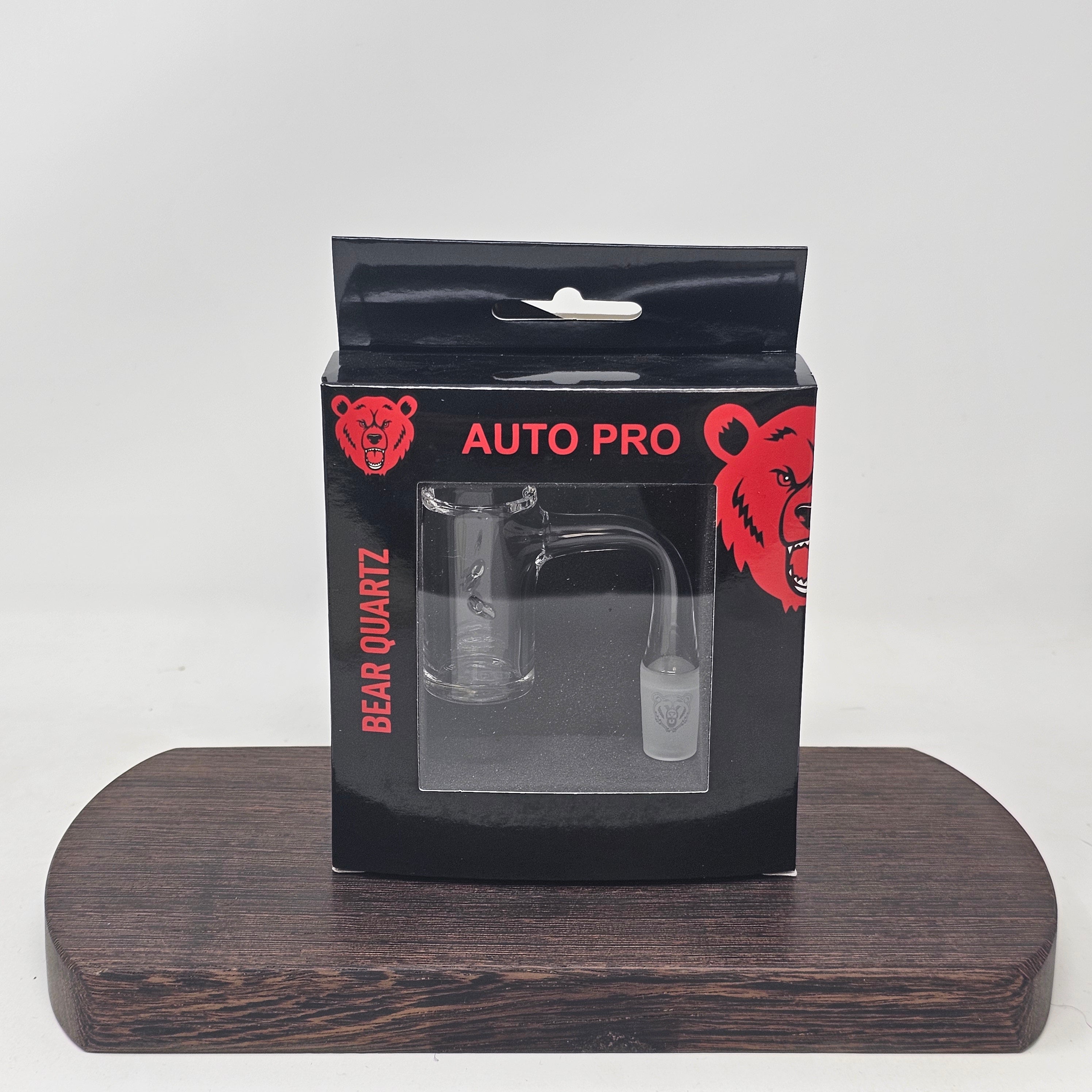 Auto Pro 25mm quartz banger
Beveled edge
Auto spinner vortex holes (we recommend these spinner pearls)
Made with 100% quartz
Etched logo
Includes display box w/ hang tag
Available with a 14mm joint and a&nbsp; 90 degree joint angle
