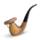 Elegant walnut wood pipe with curved stem and 14 mm standard joint. Compatible with the Lotus Vaporizer. Self-standing (only with lotus inside), two-piece, easy to clean.