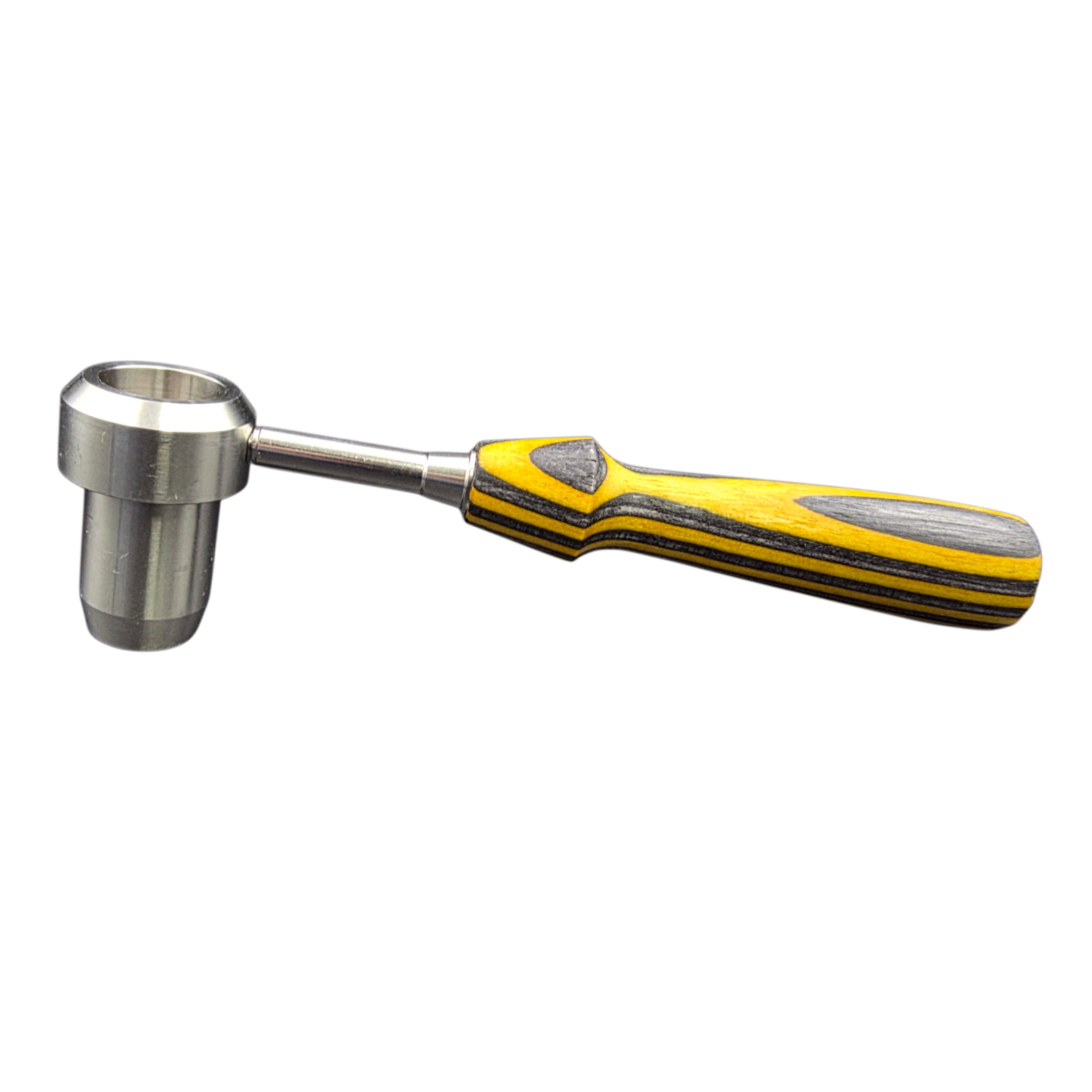 IO Hornet Heater with Yellow and Black Wood Handle Angled Side View