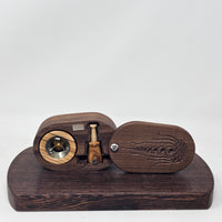 Vapman Case in Walnut with Crop Circle Jelly Fish Inlay by PhattPiggie.

You are purchasing one Vapman case. No Vapman unit is included. One is shown for demonstration purposes only. Case operates with a rotating magnetic lid.