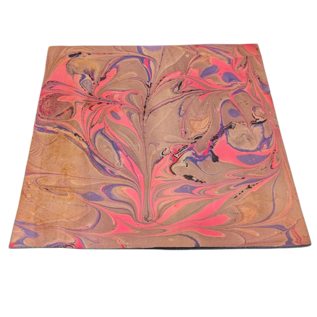 Large Leather Mat in Pink and Purple Marbling