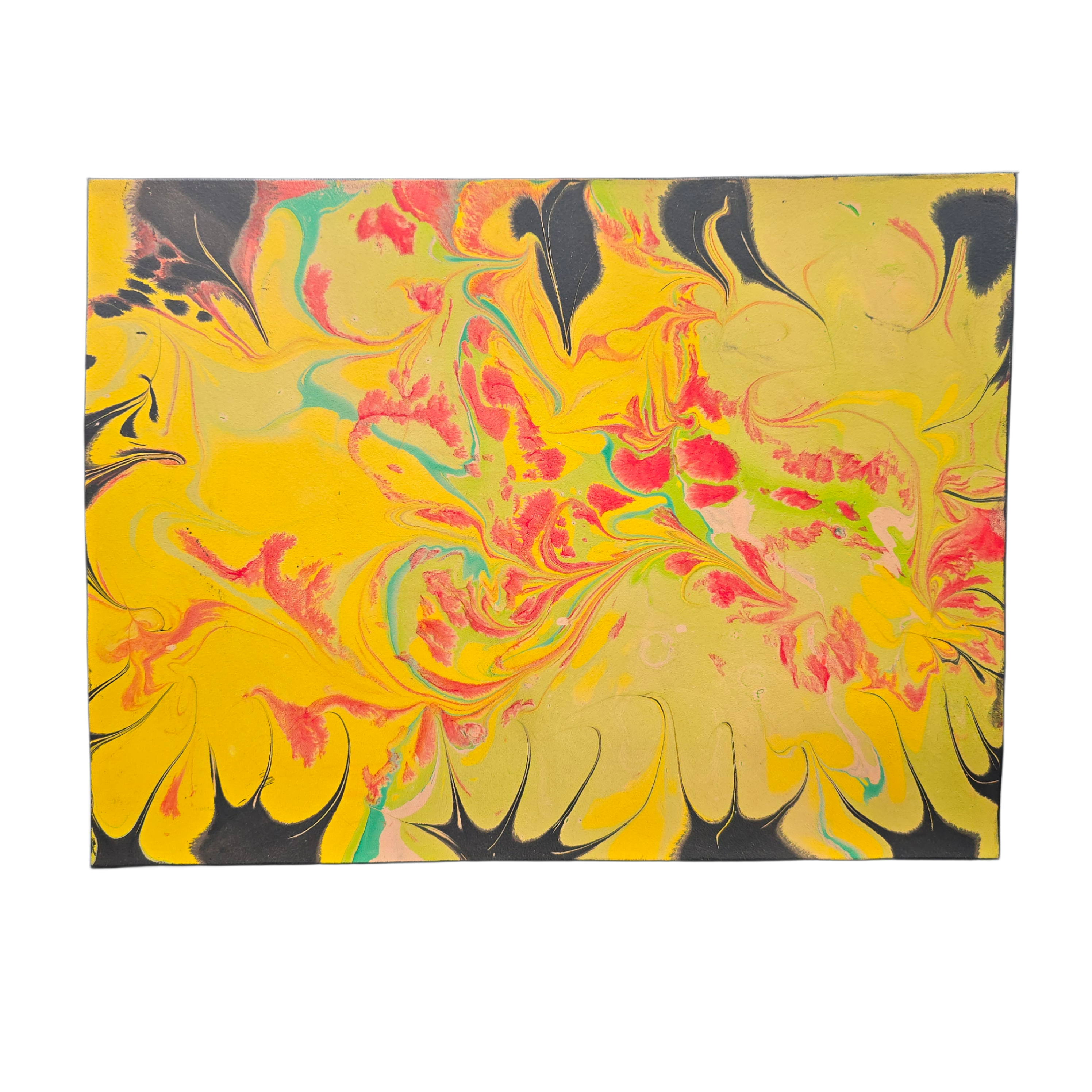 Yellow and Red Moodmat with Marbling