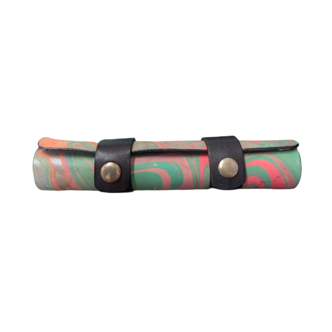Green Pink Marbling Parchment Case