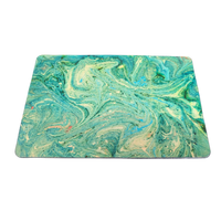 Small Leather Mat in Green Marbling