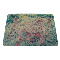 Small Leather Mat in Red & Green Marbling