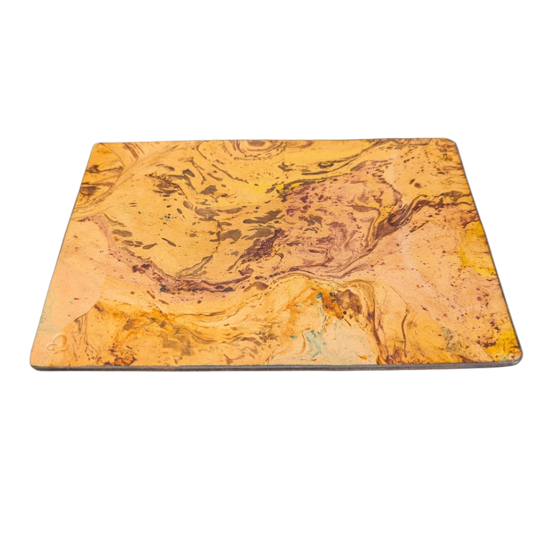 Small Leather Mat in Tan Marbling