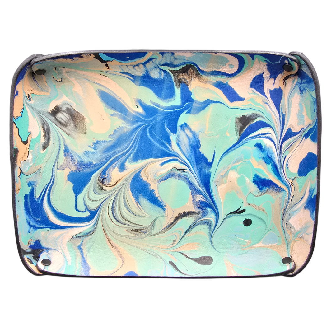 Blue Tray with Marbling