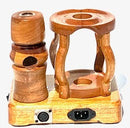 Made in a small family shop in the Southeast United States, each system is unique. This is a true conversation piece of functional art! Each set may contain different parts and of course will offer an individual mixture of woods and beauty only nature can provide.

This particular set includes:

24” whip and 12” wooden mouthpiece with Integrated Orb V2 Bracket System
Integrated PID Controller with US Standard Five Pin XLR Connection w/included Injector Stand
BN-LINK App C Controlled Smart WiFi Outlet Timer