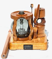 Made in a small family shop in the Southeast United States, each system is unique. This is a true conversation piece of functional art! Each set may contain different parts and of course will offer an individual mixture of woods and beauty only nature can provide.

This particular set includes:

24” whip and 12” wooden mouthpiece with Integrated Orb V2 Bracket System
Integrated PID Controller with US Standard Five Pin XLR Connection w/included Injector Stand
BN-LINK App C Controlled Smart WiFi Outlet Timer