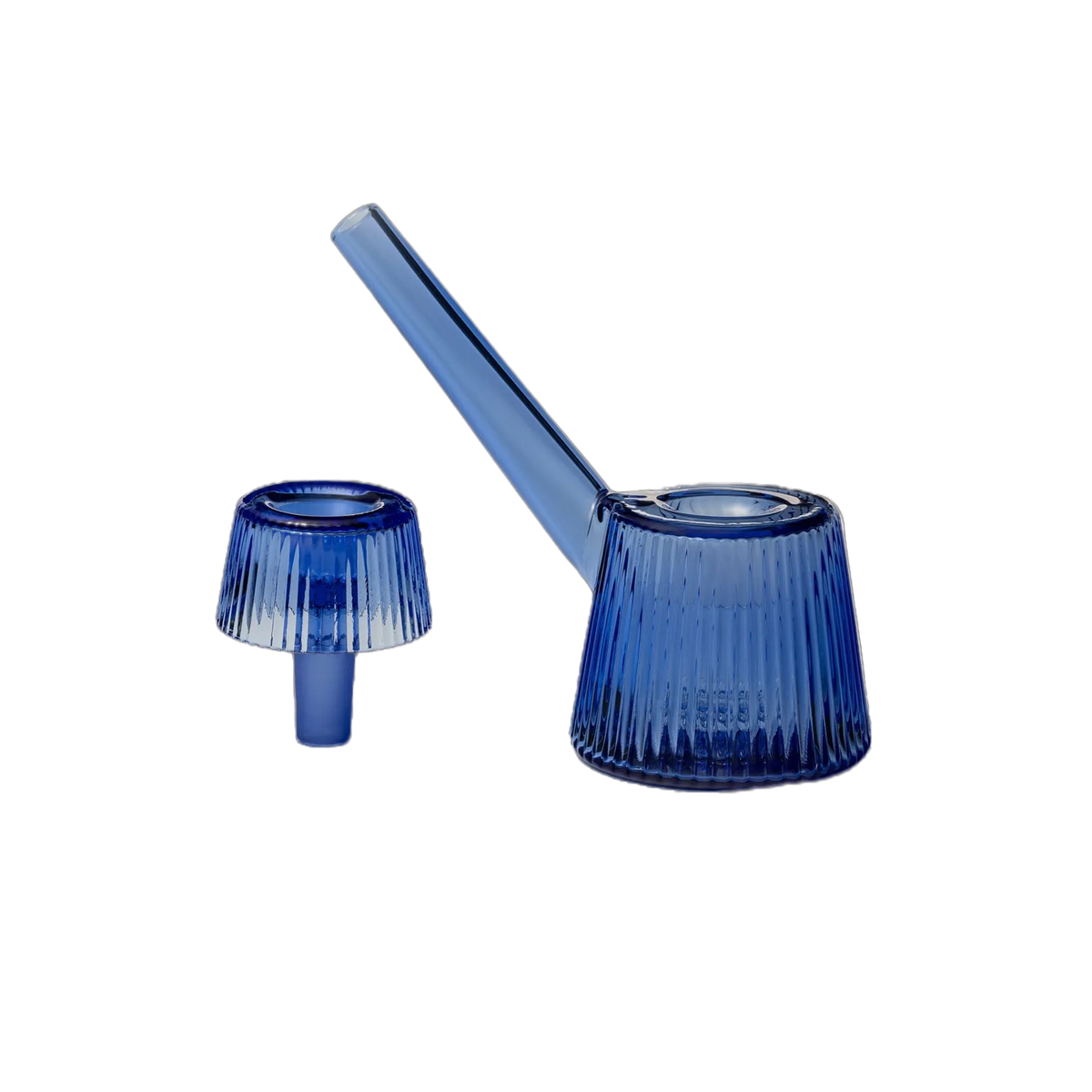 Deco Bubbler by nwtn HOME in blue showing combustion bowl and main body separately.