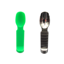 Old Mate Herb Scoop Options Side by Side, Stainless Steel and Green 3D Printed.