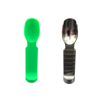 Old Mate Herb Scoop Options Side by Side, Stainless Steel and Green 3D Printed.