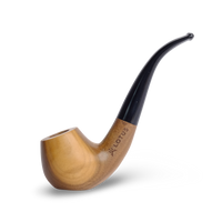 Elegant walnut wood pipe with curved stem and 14 mm standard joint. Compatible with the Lotus Vaporizer. Self-standing (only with lotus inside), two-piece, easy to clean.