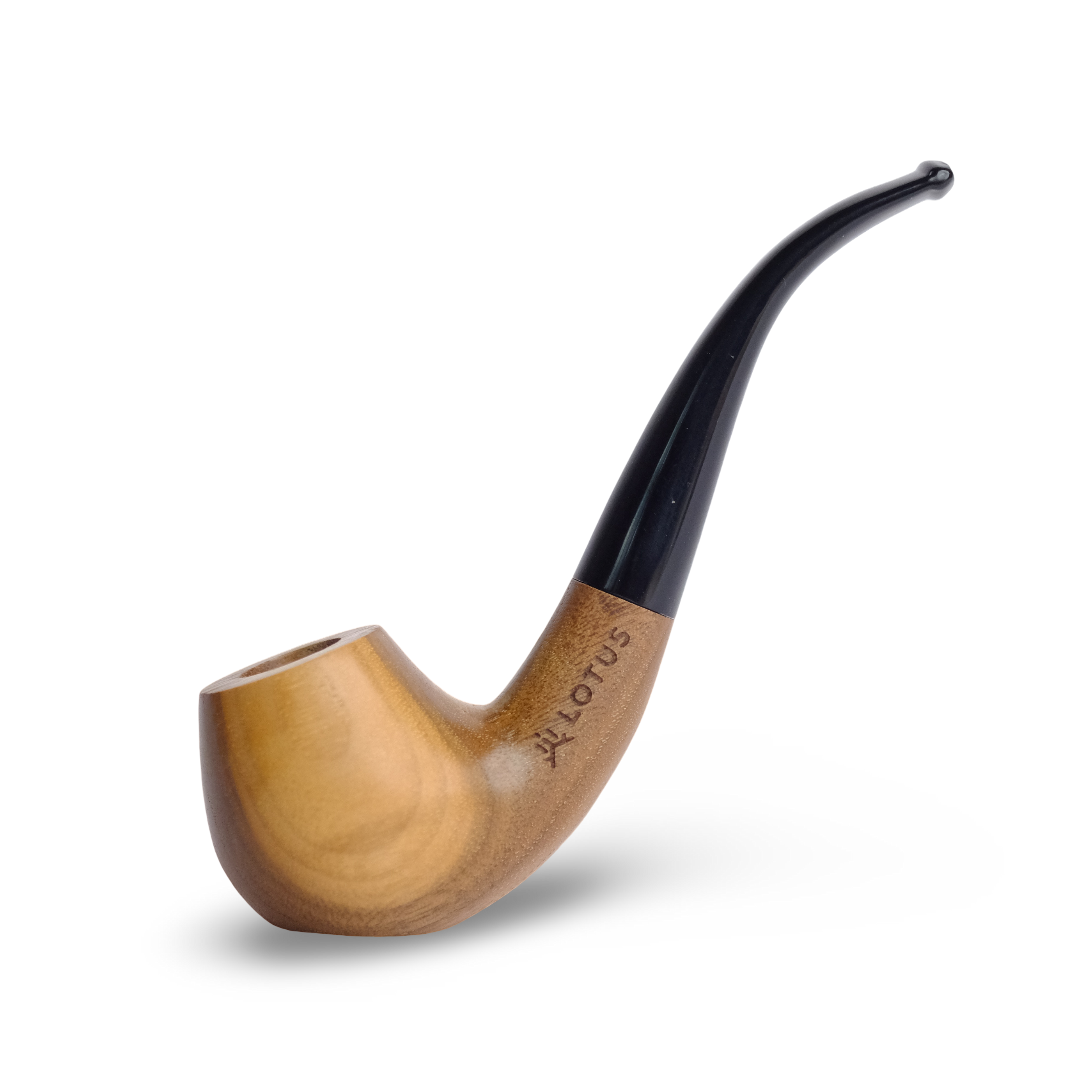 Elegant walnut wood pipe with curved stem and 14 mm standard joint. Compatible with the Lotus Vaporizer. Self-standing (only with lotus inside), two-piece, easy to clean.