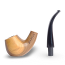 Elegant walnut wood pipe with curved stem and 14 mm standard joint. Compatible with the Lotus Vaporizer. Self-standing (only with lotus inside), two-piece, easy to clean.