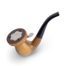 Elegant walnut wood pipe with curved stem and 14 mm standard joint. Compatible with the Lotus Vaporizer. Self-standing (only with lotus inside), two-piece, easy to clean.