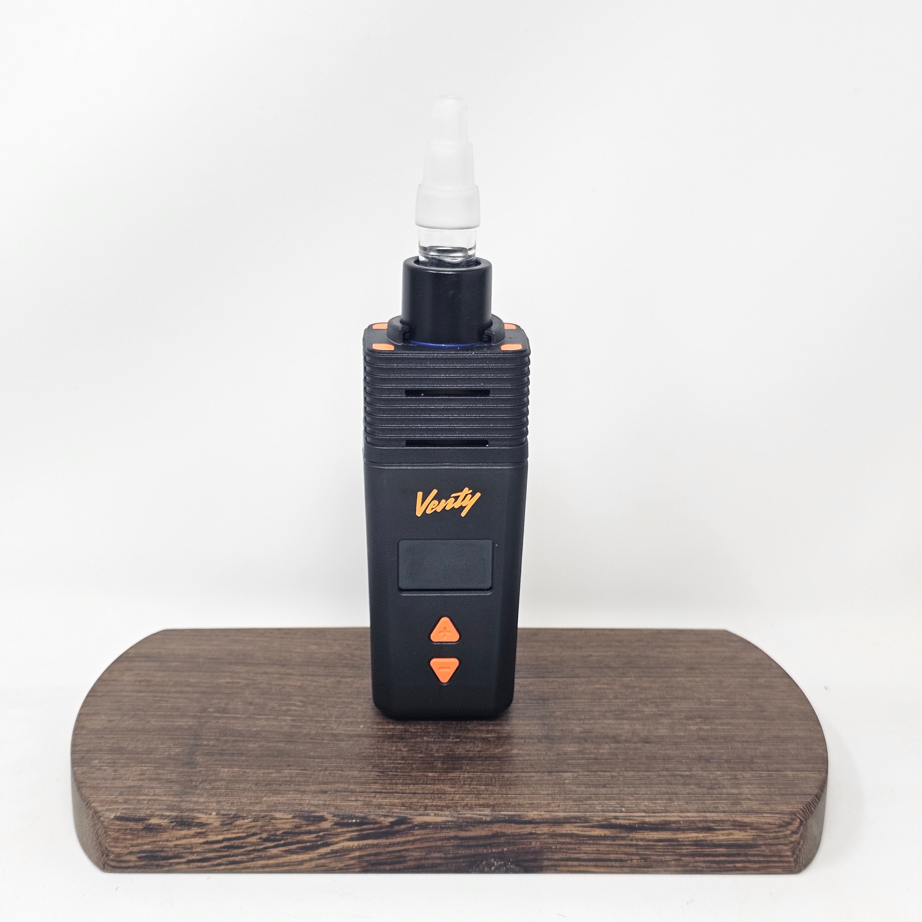 Replaces the Venty Cooling Unit in favor of a glass waterpipe attachment that will fit your 10, 14 or 19mm Female waterpipe.