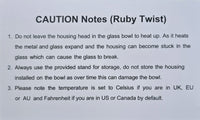 Ruby Twist Pro Caution Notes