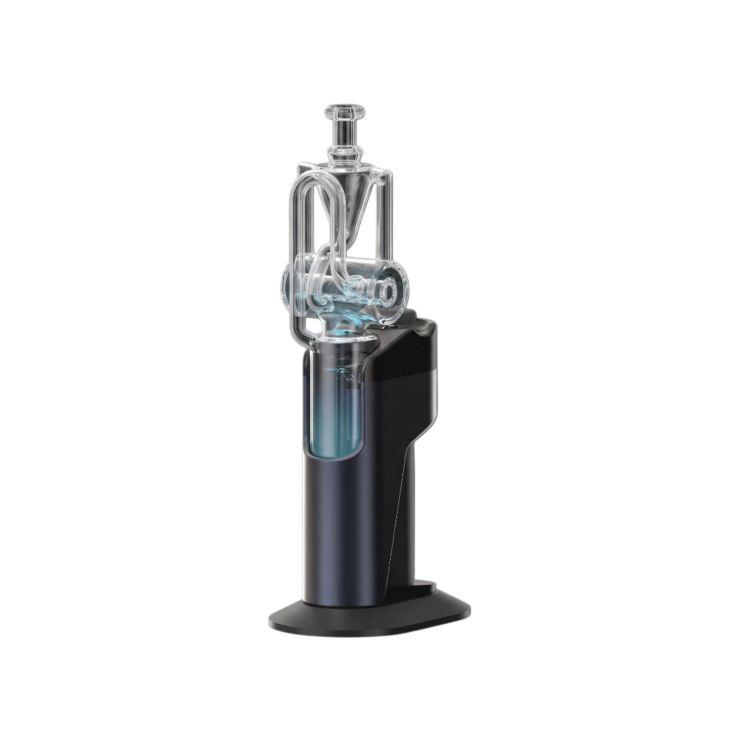 Rear Angled View of Switch Go on Weighted Base Stand with Inline Recycler Installed