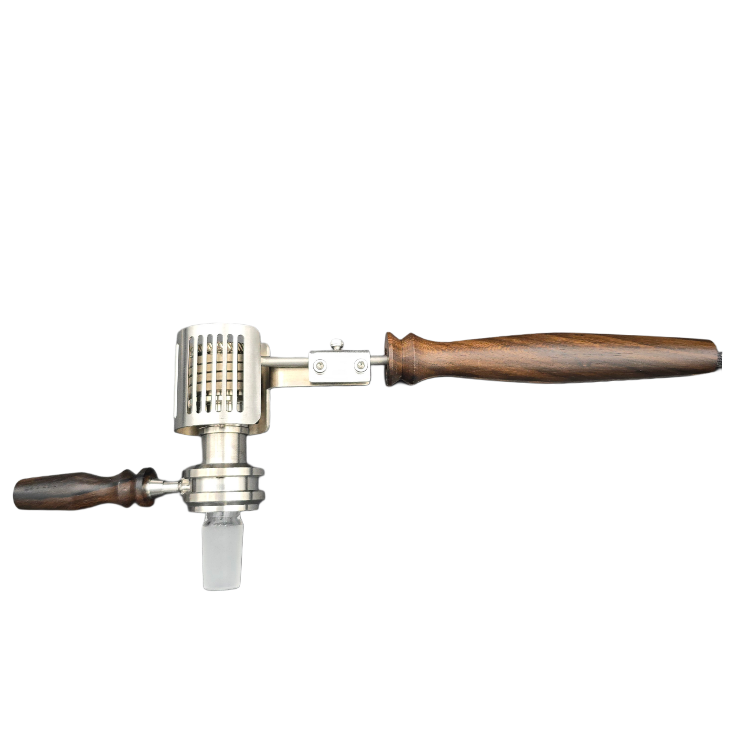 Showing Pro Kit Heater on top of Titanium Matrix Bowl, both with the Ziricote Handles.