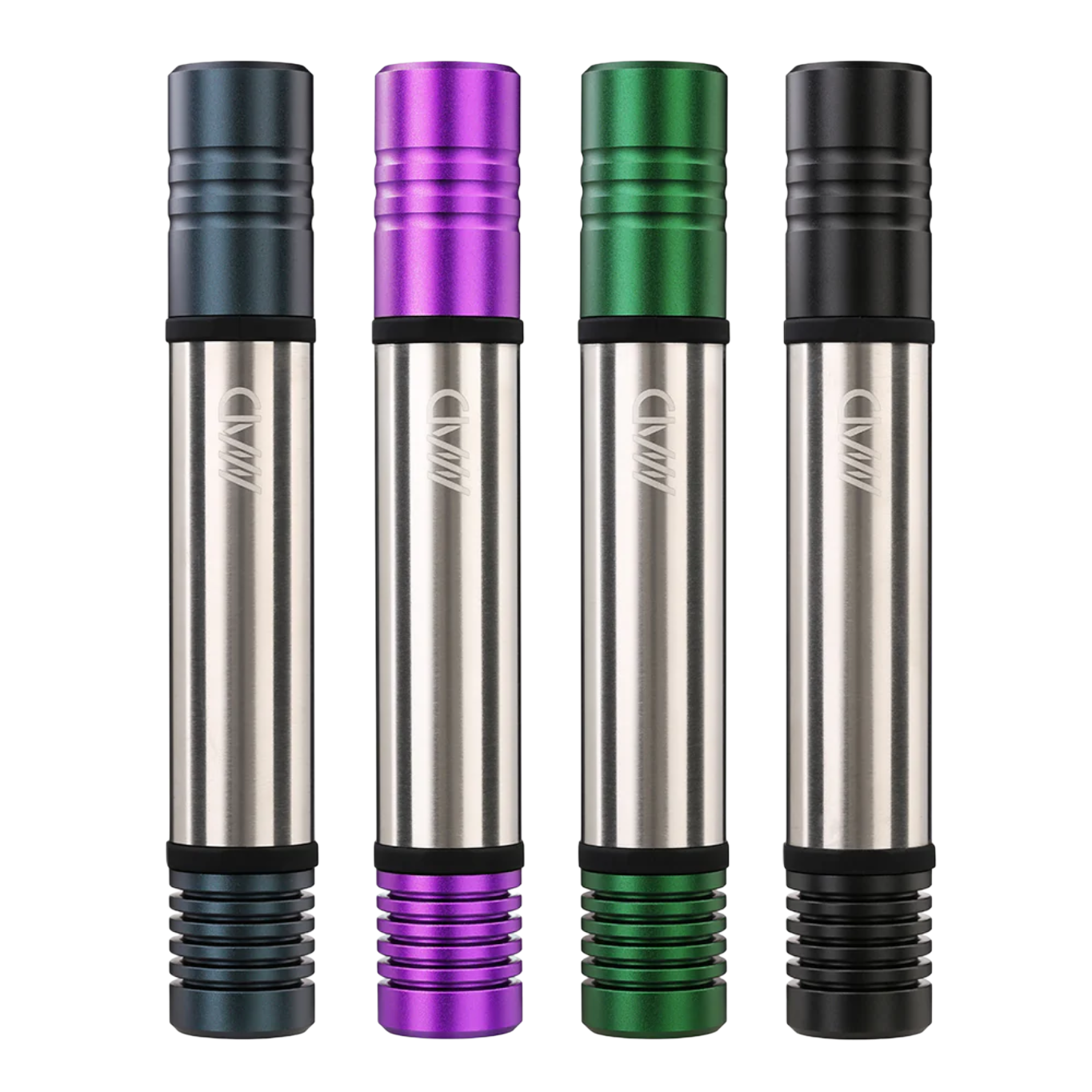 Tempest Cases All Colors Lined up showing Midnight Blue, Purple, Racing Green and Black from left to right.