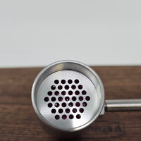 Combination heater with diffuser and injector functions. Premium heat diffusion with 520 3mm gem-cut rubies for even heating and flavor. Compatible with 25mm axial coils, various bowls, 18mm and 14mm glass rigs (recommended 18mm). Durable wooden handle. Titanium diffuser for long-lasting performance.