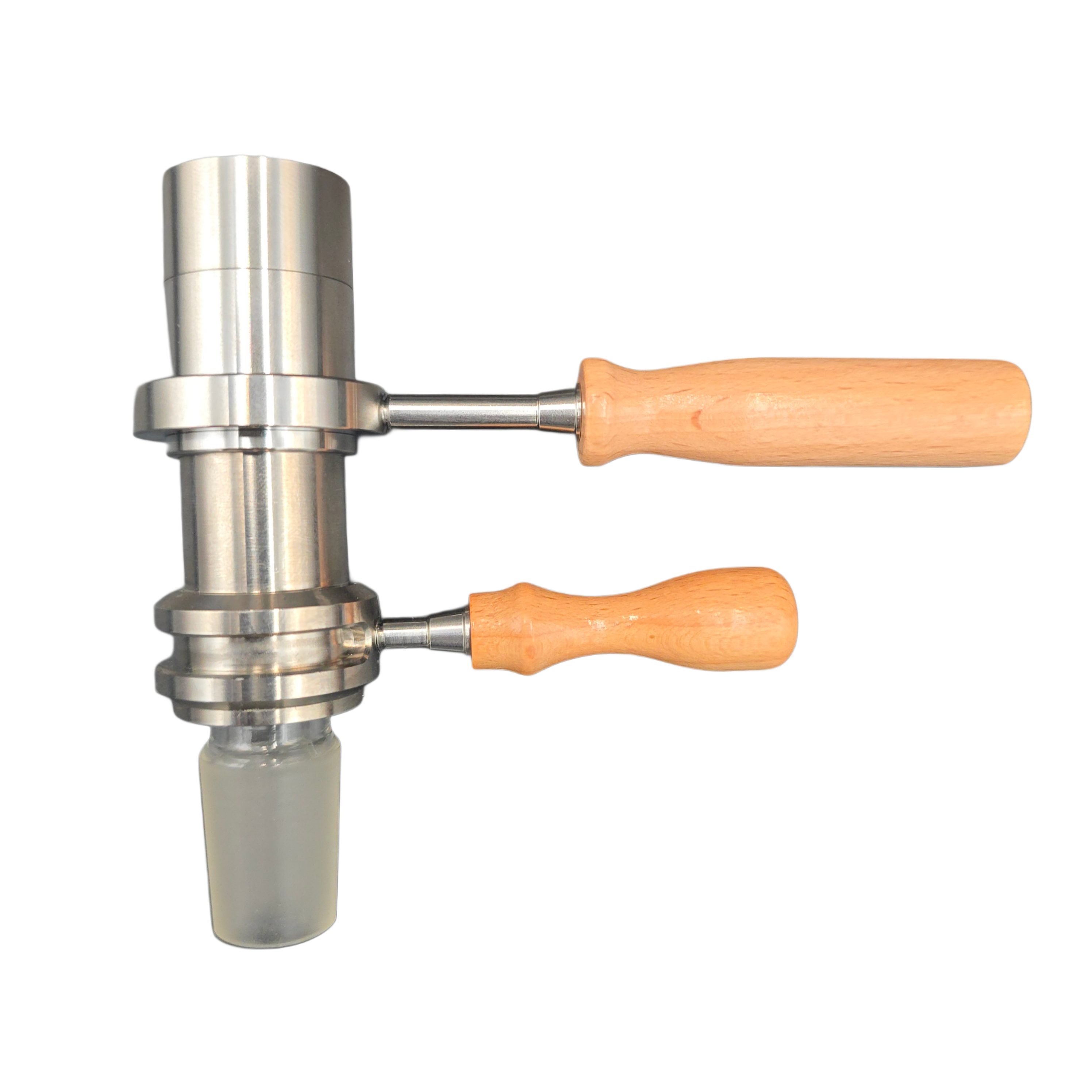 Wireless Heater and Titanium Matrix Bowl with Classic Beechwood Handles, Injector View.