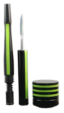 Black and Lime Acrylic Classic Black Finned Stem, Dab Jar and Dabber by PhattPiggie