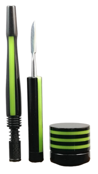 Black and Lime Acrylic Classic Black Finned Stem, Dab Jar and Dabber by PhattPiggie