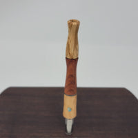 8mm OD Dynavap Stem in Spalted Beech/Red Narraa w/ Ebony Accent/Turquoise Inlay by Aezhenn Wood