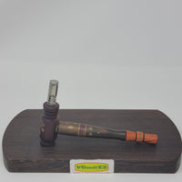 8mm OD Custom Dynavap Stem/Pipe in Macassar Ebony w/ Red Narra Mouthpiece/ Purple Narra Pipe & Bronze Inlay by Aezhenn Wood
