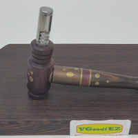 8mm OD Custom Dynavap Stem/Pipe in Macassar Ebony w/ Red Narra Mouthpiece/ Purple Narra Pipe & Bronze Inlay by Aezhenn Wood