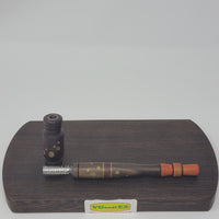 8mm OD Custom Dynavap Stem/Pipe in Macassar Ebony w/ Red Narra Mouthpiece/ Purple Narra Pipe & Bronze Inlay by Aezhenn Wood