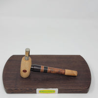 8mm OD Custom Dynavap Stem/Pipe in Elm Burl w/ Blackwood Inlay / Ash Mouthpiece/ Curly Chestnut Pipe & Red Narra Inlay by Aezhenn Wood