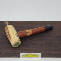 8mm OD Custom Dynavap Stem/Pipe in Cocobolo w/ Spalted Beech Inlay / Blackwood Mouthpiece / Spalted Beech Pipe w/ Malachite Inlay by Aezhenn Wood