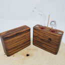 The Sticky Brick Junior is our butane-powered portable. Measuring 4.5 inches tall, 3 inches wide, and 1 inch thick, it will fit right in your pocket or bag to take on the go. The protective cap secures with the same extra-strong, rare earth magnets that we use in all of our devices. As with all of our Sticky Bricks, the wooden body and the glass are worked by hand right here in our workshop.