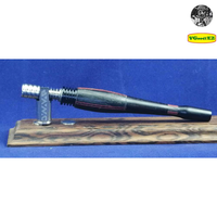 Classic Porky Black Fin in Bog Oak w/ Red and Black Long Accent by PhattPiggie