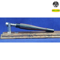 Classic Porky Black Fin in Bog Oak w / Red and Black Long Accent by PhattPiggie