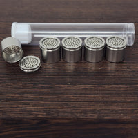 Made of 304 stainless steel, the pods can be filled and swapped quickly. Five per package these are made to fit standard Tinymight/Tinymight 2 stems. Includes storage tube.