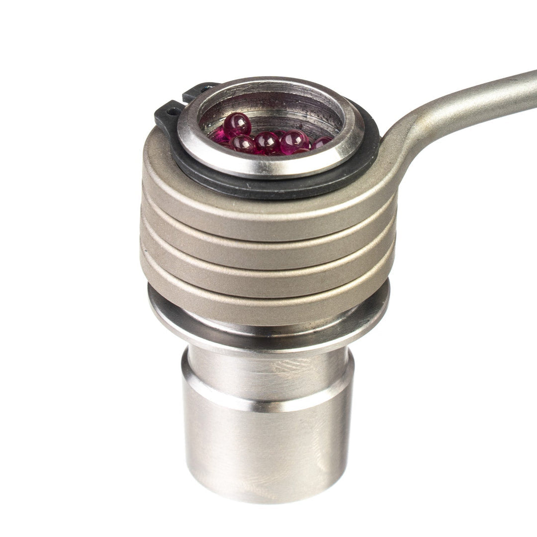 The B-Zero is the latest iteration of the "B" series of heads. This time, it is a single piece "ball" device inspired by the different DIY devices appearing in the community, namely the DIY device put together by "secreagent" which involved the CH 18mm posts and a 16mm coil.

CH removed the machined screen (extra mass) and replaced with a second 5/8 double weave screen located directly below the coil. They also increased the mass to fit one of our 20mm Flowerpot coils.